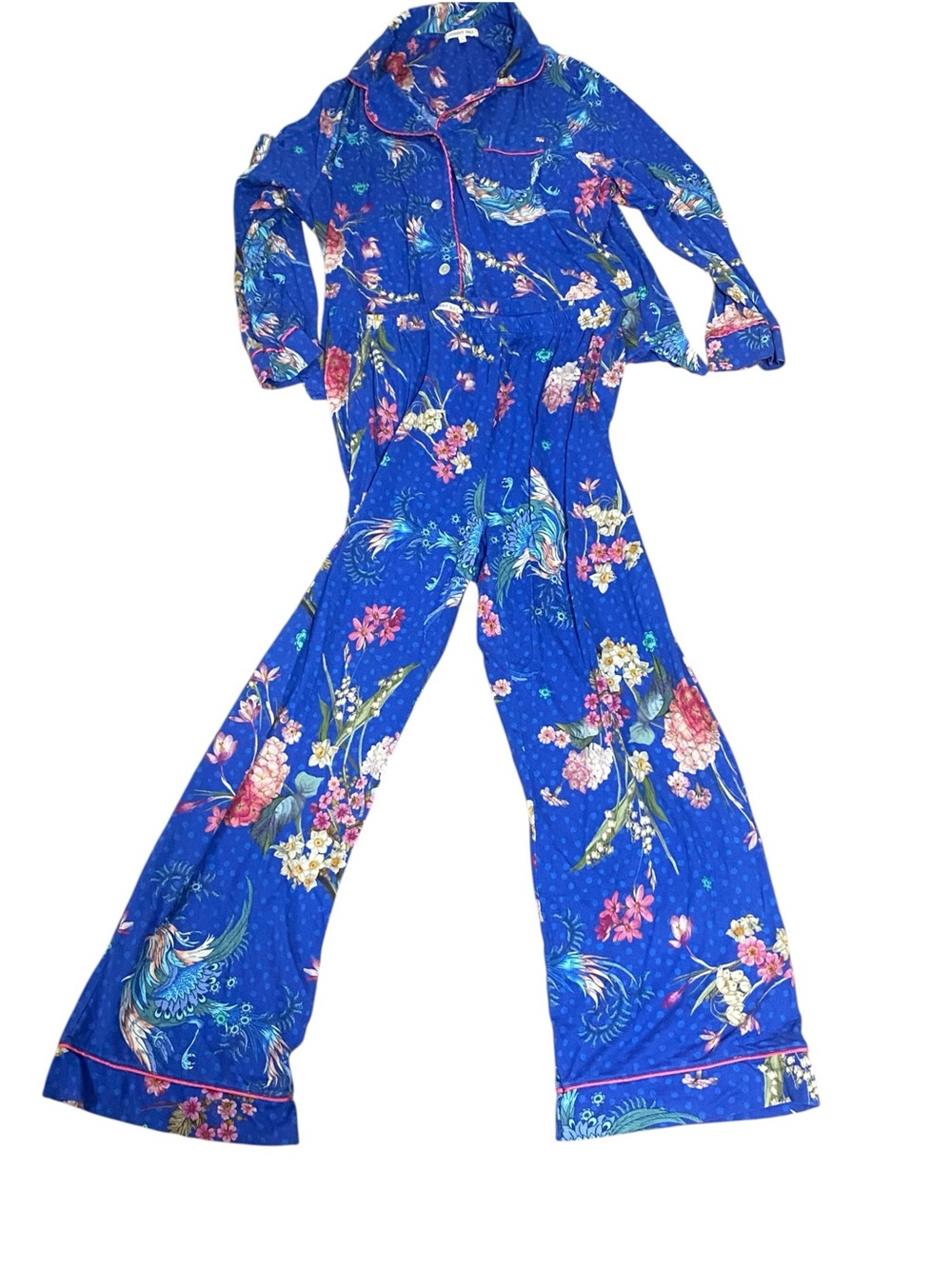 Johnny Was Revive PJ set with colorful birds & florals XL - Picture 4 of 7